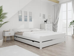  Pat dublu Culoare alb, IKAROS DOUBLE 140 x 200 cm Saltele: Cu saltele Coco Maxi 19 cm, Somiera pat: Cu lamele drepte