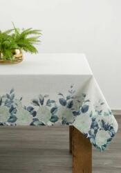 Eurofirany Tavaszi hangulatú asztalterítő fehér rózsákkal Fehér/kék 140x220 cm