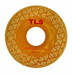  TLS VACUUM 2 SIDE TRIANGLE GOLDEN vákuum forrasztott gyémánt vágó- és csiszolótárcsa 2 oldalas d80 x 22.23 mm