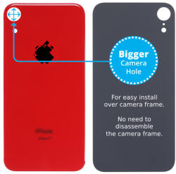 Apple iPhone XR - Sticlă Carcasă Spate cu Orificiu Mărit pentru Cameră (Red), Red