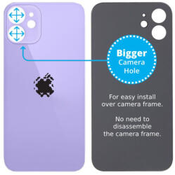 Apple iPhone 12 Mini - Sticlă Carcasă Spate cu Orificiu Mărit pentru Cameră (Purple), Purple