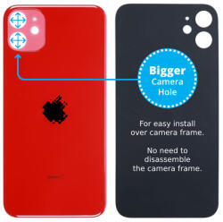 Apple iPhone 11 - Sticlă Carcasă Spate cu Orificiu Mărit pentru Cameră (Red), Red