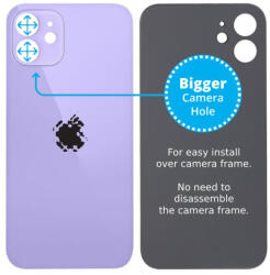 Apple iPhone 12 - Sticlă Carcasă Spate cu Orificiu Mărit pentru Cameră (Purple), Purple