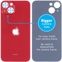Apple iPhone 13 - Sticlă Carcasă Spate cu Orificiu Mărit pentru Cameră (Red), Red