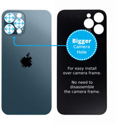 Apple iPhone 12 Pro - Sticlă Carcasă Spate cu Orificiu Mărit pentru Cameră (Blue), Blue