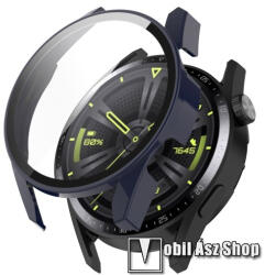  Okosóra műanyag védő tok / keret - SÖTÉTKÉK - 9H edzett üveg előlap védő is! - HUAWEI Watch GT 3 42mm