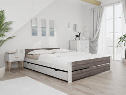 IKAROS DOUBLE ágy 160 x 200 cm, fehér/trüffel tölgy Ágyrács: Lamellás ágyrács, Matrac: Matrac nélkül