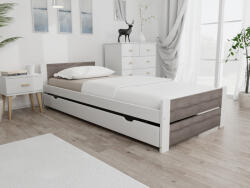  IKAROS DOUBLE ágy 90 x 200 cm, fehér/trüffel tölgy Ágyrács: Lamellás ágyrács, Matrac: Matrac nélkül