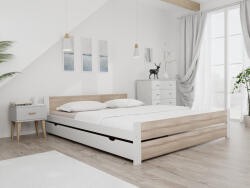  IKAROS DOUBLE ágy 180 x 200 cm, fehér/sonoma tölgy Ágyrács: Léces ágyrács, Matrac: Deluxe 10 cm matrac