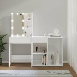 vidaXL magasfényű fehér szerelt fa LED-es fésülködőasztal szekrénnyel (3082023) - pepita