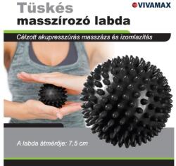Vivamax Tüskés masszírozó labda 7, 5 cm (fekete) - GYVTMLF
