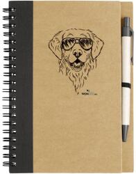 Kutya jó jegyzetfüzet Golden retriever, környezetbarát 14x18cm + toll, 60lap vonalas, natúr/fekete