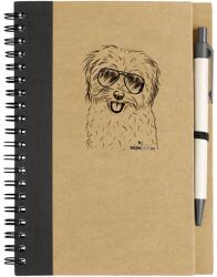 Kutya jó jegyzetfüzet Havannai pincs, környezetbarát 14x18cm + toll, 60lap vonalas, natúr/fekete