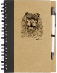 Kutya jó jegyzetfüzet Csaucsau, környezetbarát 14x18cm + toll, 60lap vonalas, natúr/fekete
