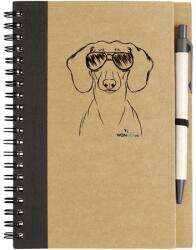 Kutya jó jegyzetfüzet Tacskó, környezetbarát 14x18cm + toll, 60lap vonalas, natúr/fekete