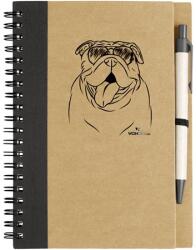 Kutya jó jegyzetfüzet Angol bulldog, környezetbarát 14x18cm + toll, 60lap vonalas, natúr/fekete