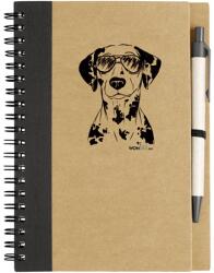 Kutya jó jegyzetfüzet Dalmata, környezetbarát 14x18cm + toll, 60lap vonalas, natúr/fekete