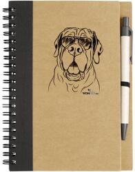Kutya jó jegyzetfüzet Masztiff, környezetbarát 14x18cm + toll, 60lap vonalas, natúr/fekete