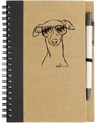 Kutya jó jegyzetfüzet Olasz agár, környezetbarát 14x18cm + toll, 60lap vonalas, natúr/fekete