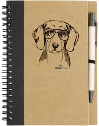 Kutya jó jegyzetfüzet Beagle, környezetbarát 14x18cm + toll, 60lap vonalas, natúr/fekete