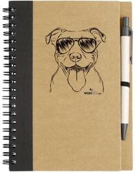 Kutya jó jegyzetfüzet Pitbull, környezetbarát 14x18cm + toll, 60lap vonalas, natúr/fekete