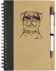 Kutya jó jegyzetfüzet Rottweiler, környezetbarát 14x18cm + toll, 60lap vonalas, natúr/fekete