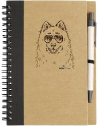 Kutya jó jegyzetfüzet Szamojéd, környezetbarát 14x18cm + toll, 60lap vonalas, natúr/fekete