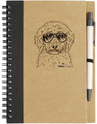 Kutya jó jegyzetfüzet Labradoodle, környezetbarát 14x18cm + toll, 60lap vonalas, natúr/fekete
