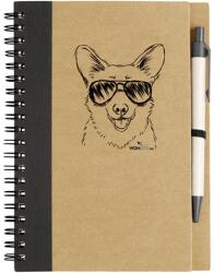 Kutya jó jegyzetfüzet Corgi, környezetbarát 14x18cm + toll, 60lap vonalas, natúr/fekete