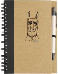 Kutya jó jegyzetfüzet Dobermann, környezetbarát 14x18cm + toll, 60lap vonalas, natúr/fekete