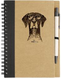 Kutya jó jegyzetfüzet Vizsla német, környezetbarát 14x18cm + toll, 60lap vonalas, natúr/fekete