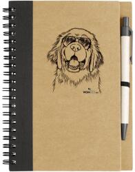Kutya jó jegyzetfüzet Újfundlandi, környezetbarát 14x18cm + toll, 60lap vonalas, natúr/fekete