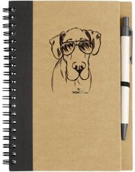 Kutya jó jegyzetfüzet Dán dog, környezetbarát 14x18cm + toll, 60lap vonalas, natúr/fekete