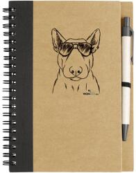 Kutya jó jegyzetfüzet Bull terrier, környezetbarát 14x18cm + toll, 60lap vonalas, natúr/fekete