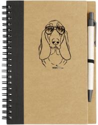 Kutya jó jegyzetfüzet Basset hound, környezetbarát 14x18cm + toll, 60lap vonalas, natúr/fekete