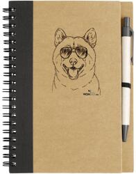 Kutya jó jegyzetfüzet Shiba inu, környezetbarát 14x18cm + toll, 60lap vonalas, natúr/fekete