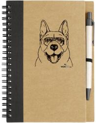Kutya jó jegyzetfüzet Akita, környezetbarát 14x18cm + toll, 60lap vonalas, natúr/fekete