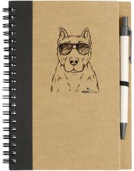 Kutya jó jegyzetfüzet Pitbull mix, környezetbarát 14x18cm + toll, 60lap vonalas, natúr/fekete