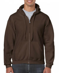 Gildan Uniszex kapucnis pulóver Gildan GI18600 Heavy Blend Adult Full Zip Hooded Sweatshirt -L, Dark Chocolate