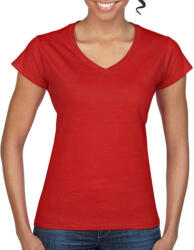 Gildan Női póló Csapott ujjú Gildan Ladies Softstyle V-Neck T-Shirt - XL, Piros