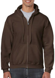 Gildan Férfi Pulóver Kapucnis Hosszú ujjú Gildan Heavy Blend Adult Full Zip Hooded Sweat - L, Sötét csokoládébarna