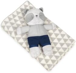 BabyMatex Pătură de copii, gri, cu jucărie din pluș ursuleț, 75 x 100 cm
