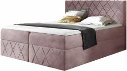 Wilsondo Rózsaszín PAROS Lux ágyneműtartós kárpitozott boxspring ágy Méret: 140x200