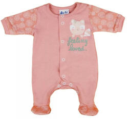  Hosszú ujjú pamut rugdalózó cicás mintával (62) - púder rózsaszín