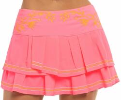 Lucky in Love Fustă tenis dame "Lucky in Love Embroidery Floral Stitch Pleat Tier Skirt - neon pink