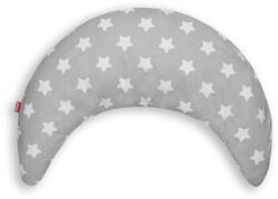Scamp félhold szoptatós párna pamutvászon huzattal /GreyWiteRoundStars () (HALFMOON044)