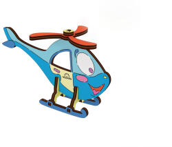 UGears Puzzle 3D de colorat Elicopter, 8 piese, lemn
