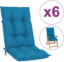 vidaXL Perne scaun cu spătar înalt, 6 buc. albastru 120x50x7 cm textil (314247)