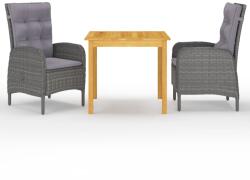 vidaXL Set de masă pentru grădină, 3 piese, gri (3067679) - vidaxl