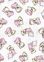  Baby Bruin nyomott mintás textil pelenka, 2db - rózsaszín párnás maci - babyshopkaposvar